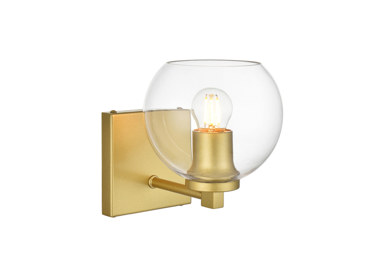 Living District LD7311W6BRA Juelz 1 light Brass and Clear Bath Sconce