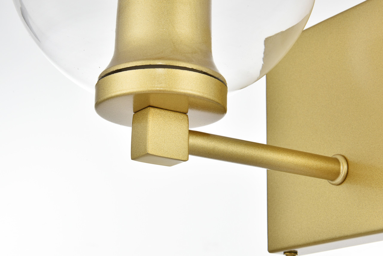Living District LD7311W6BRA Juelz 1 light Brass and Clear Bath Sconce