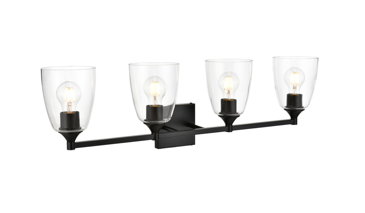 Living District LD7307W32BLK Gianni 4 light Black and Clear Bath Sconce