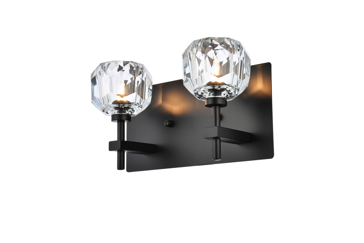 Elegant Lighting 3509W11BK Graham 2 Light Wall Sconce in Black