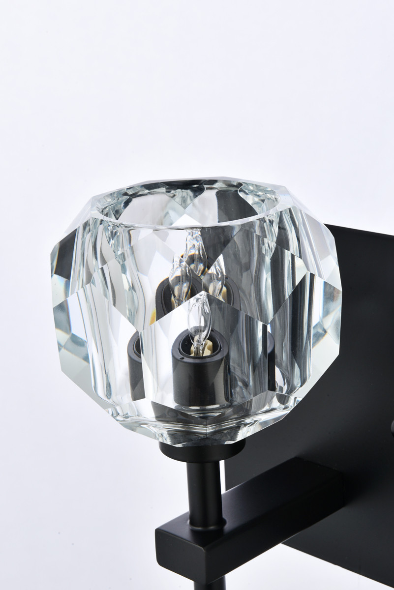 Elegant Lighting 3509W11BK Graham 2 Light Wall Sconce in Black