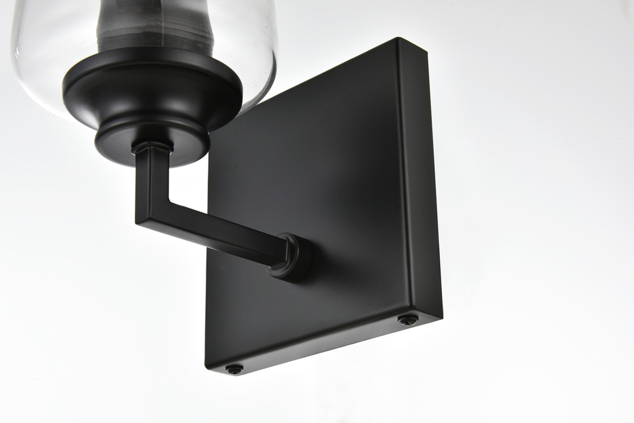Living District LD7314W5BLK Ronnie 1 light Black and Clear Bath Sconce