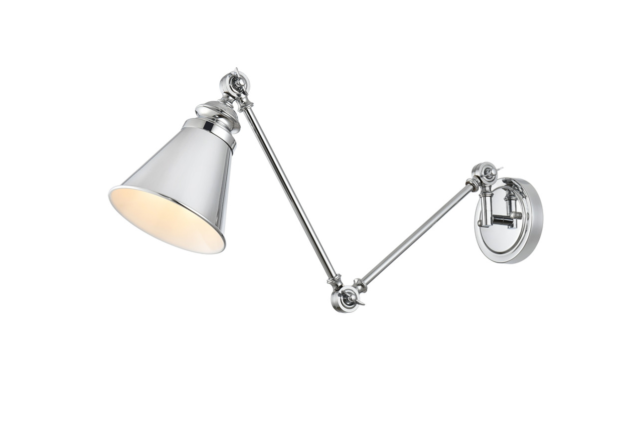 Living District LD7323W6CH Ledger 1 light Chrome swing arm wall sconce