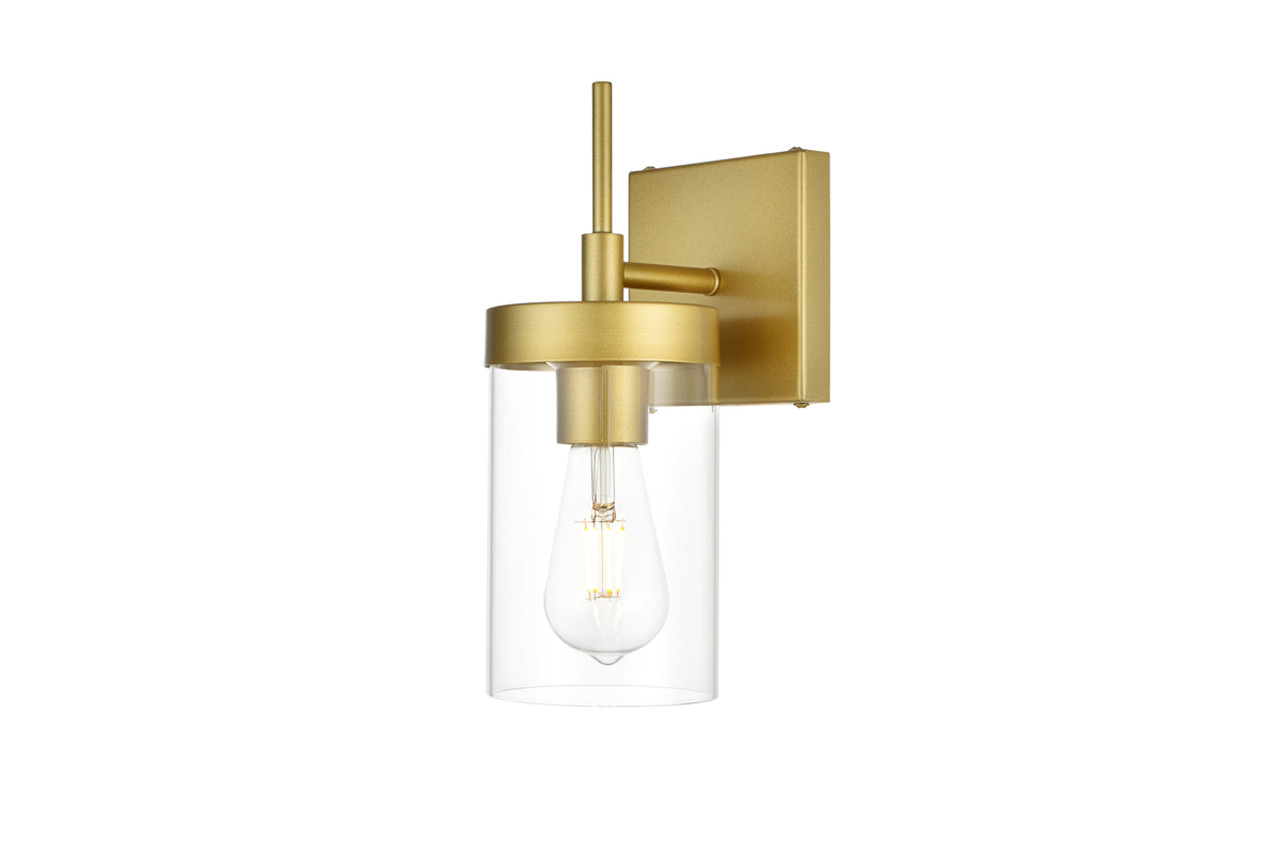 Living District LD7319W5BRA Benny 1 light Brass and Clear Bath Sconce