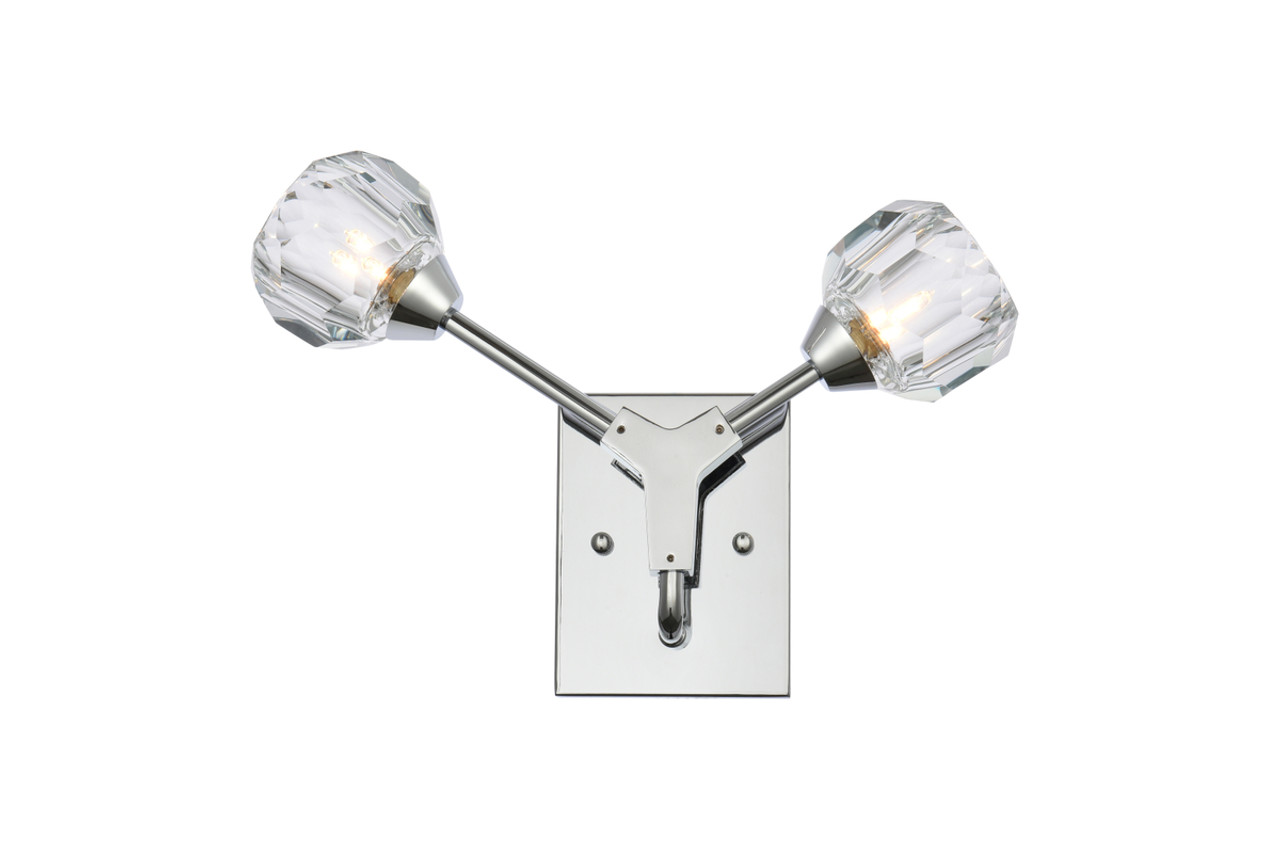 Elegant Lighting 3508W15C Zayne 2 Light Wall Sconce in Chrome