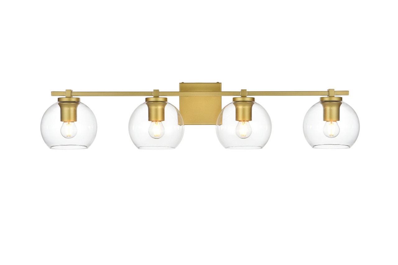 Living District LD7311W34BRA Juelz 4 light Brass and Clear Bath Sconce