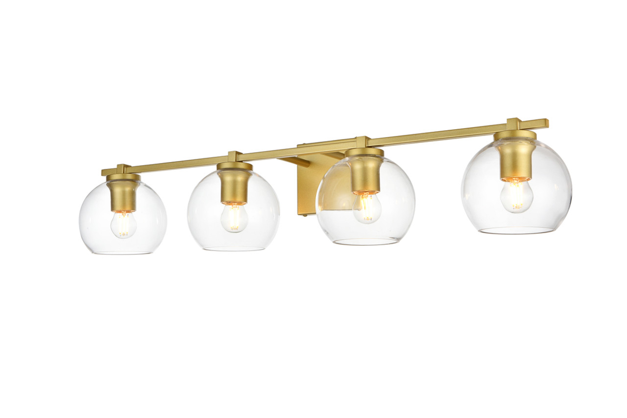 Living District LD7311W34BRA Juelz 4 light Brass and Clear Bath Sconce