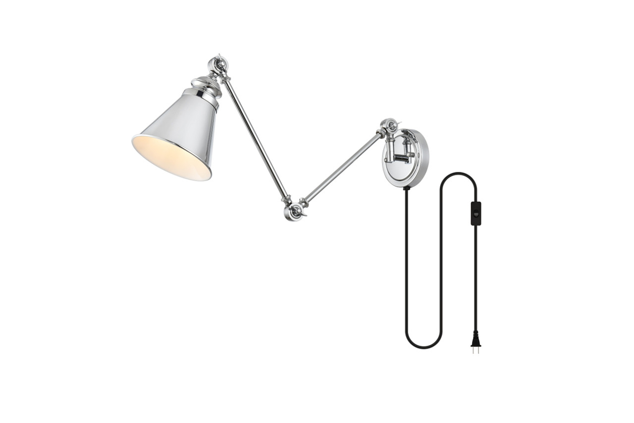 Living District LD7328W6CH Van 1 light Chrome swing arm plug in wall sconce