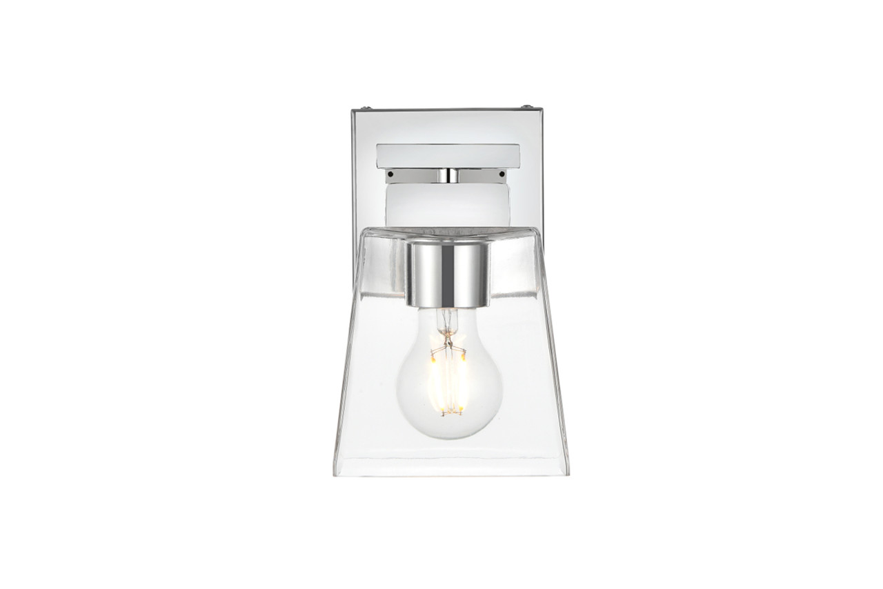 Living District LD7312W5CH Merrick 1 light Chrome and Clear Bath Sconce