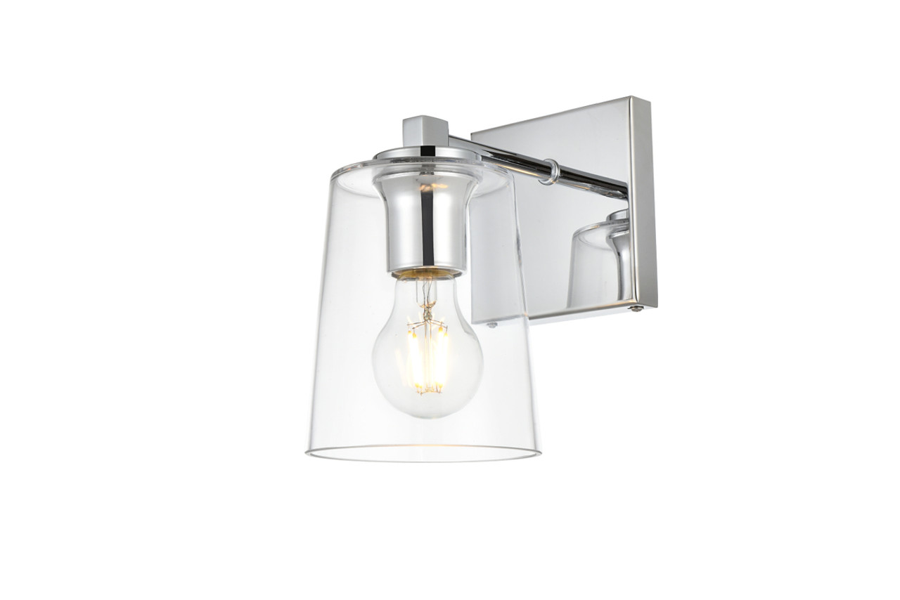 Living District LD7310W5CH Kacey 1 light Chrome and Clear Bath Sconce