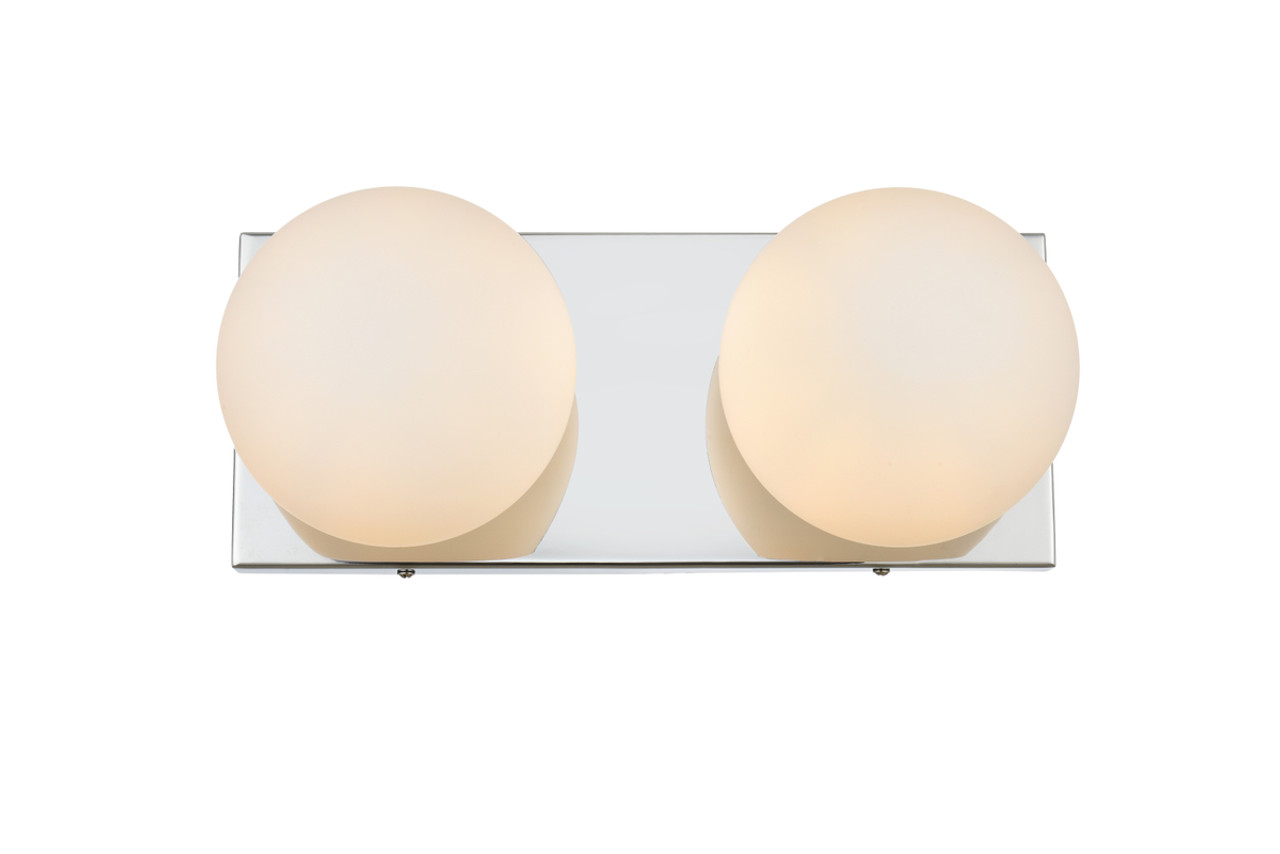 Living District LD7303W14CH Jaylin 2 light Chrome and frosted white Bath Sconce