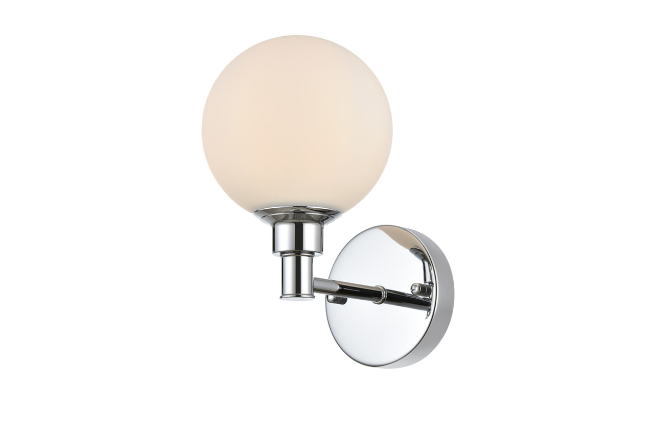 Living District LD7317W6CH Cordelia 1 light Chrome and frosted white Bath Sconce