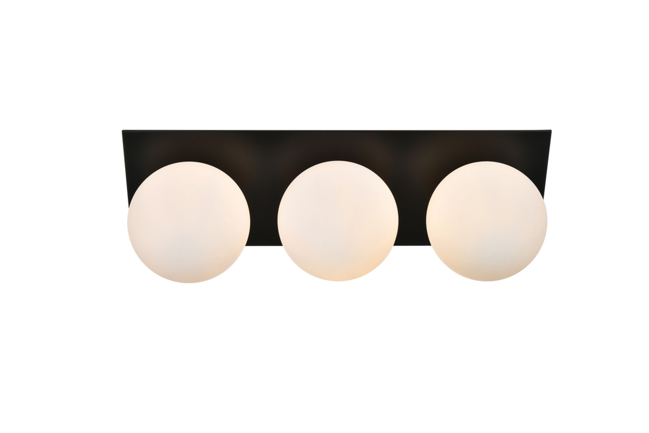 Living District LD7304W22BLK Jillian 3 light Black and frosted white Bath Sconce