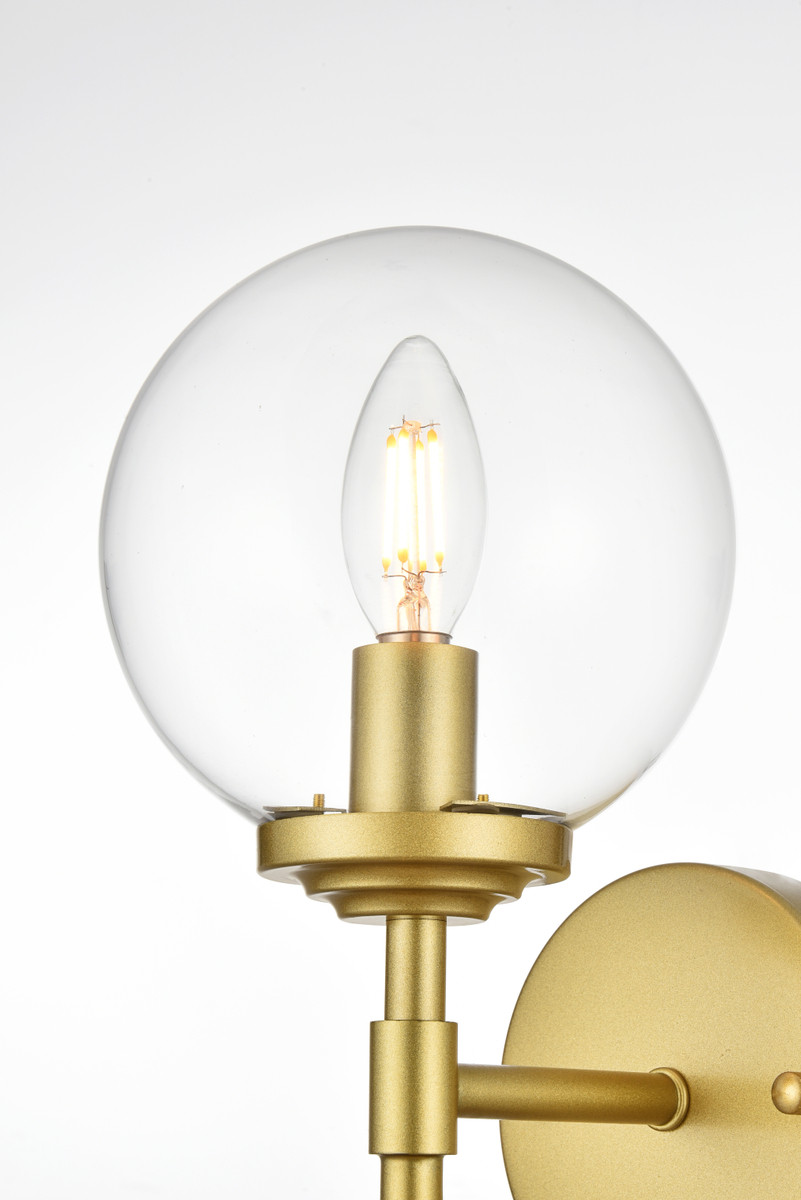 Living District LD7302W6BRA Ingrid 1 light Brass and Clear Bath Sconce