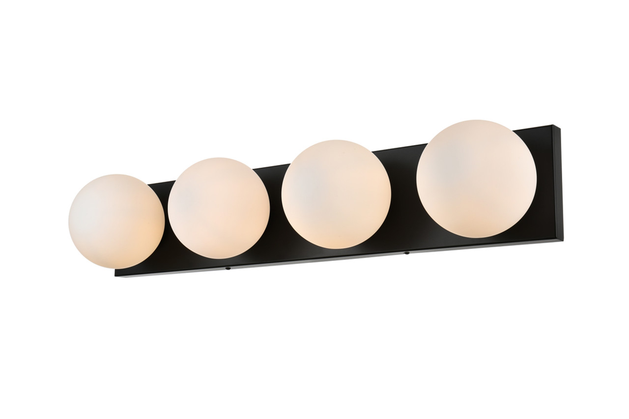 Living District LD7303W31BLK Jaylin 4 light Black and frosted white Bath Sconce