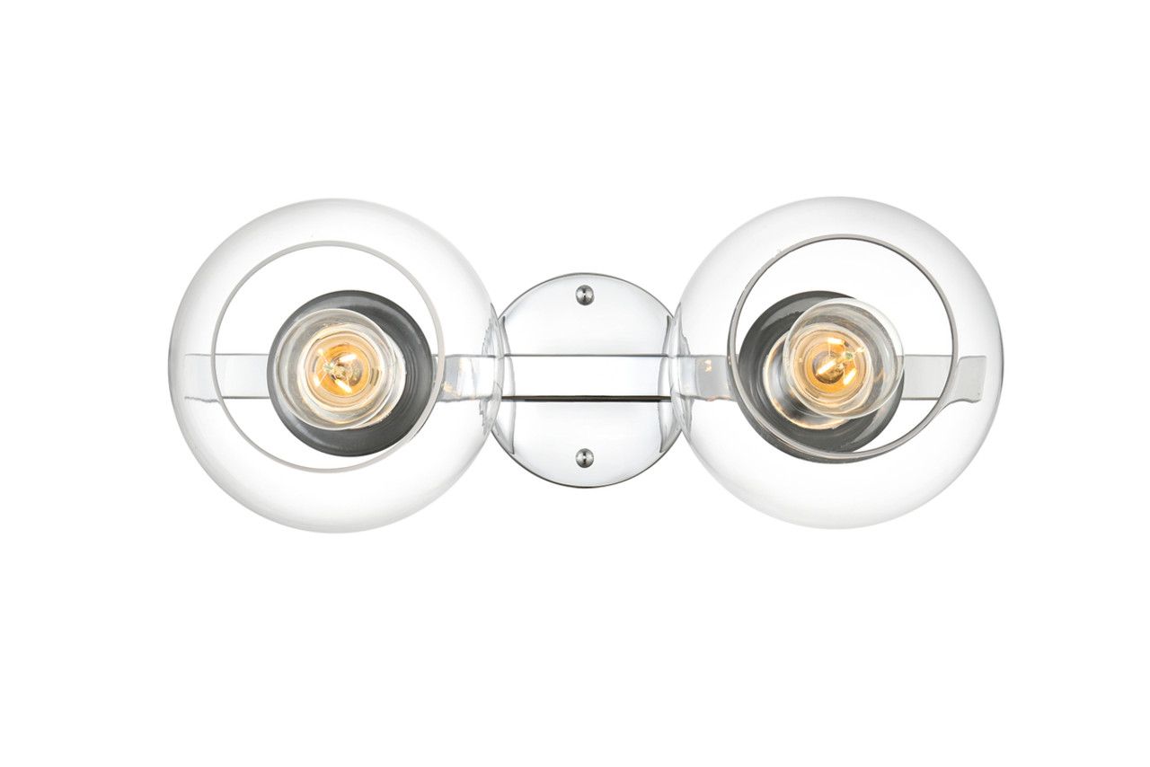 Living District LD7320W17CH Rogelio 2 light Chrome and Clear Bath Sconce