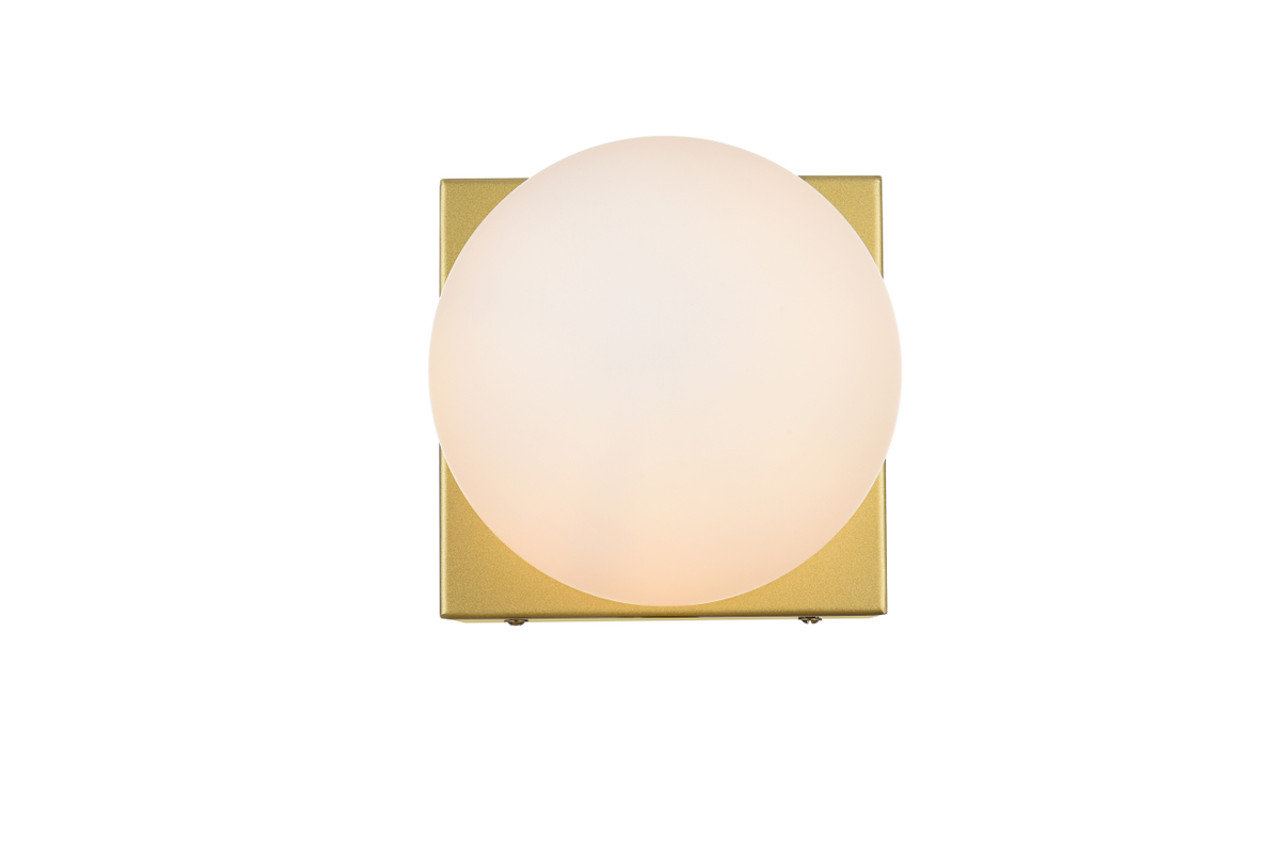 Living District LD7303W6BRA Jaylin 1 light Brass and frosted white Bath Sconce