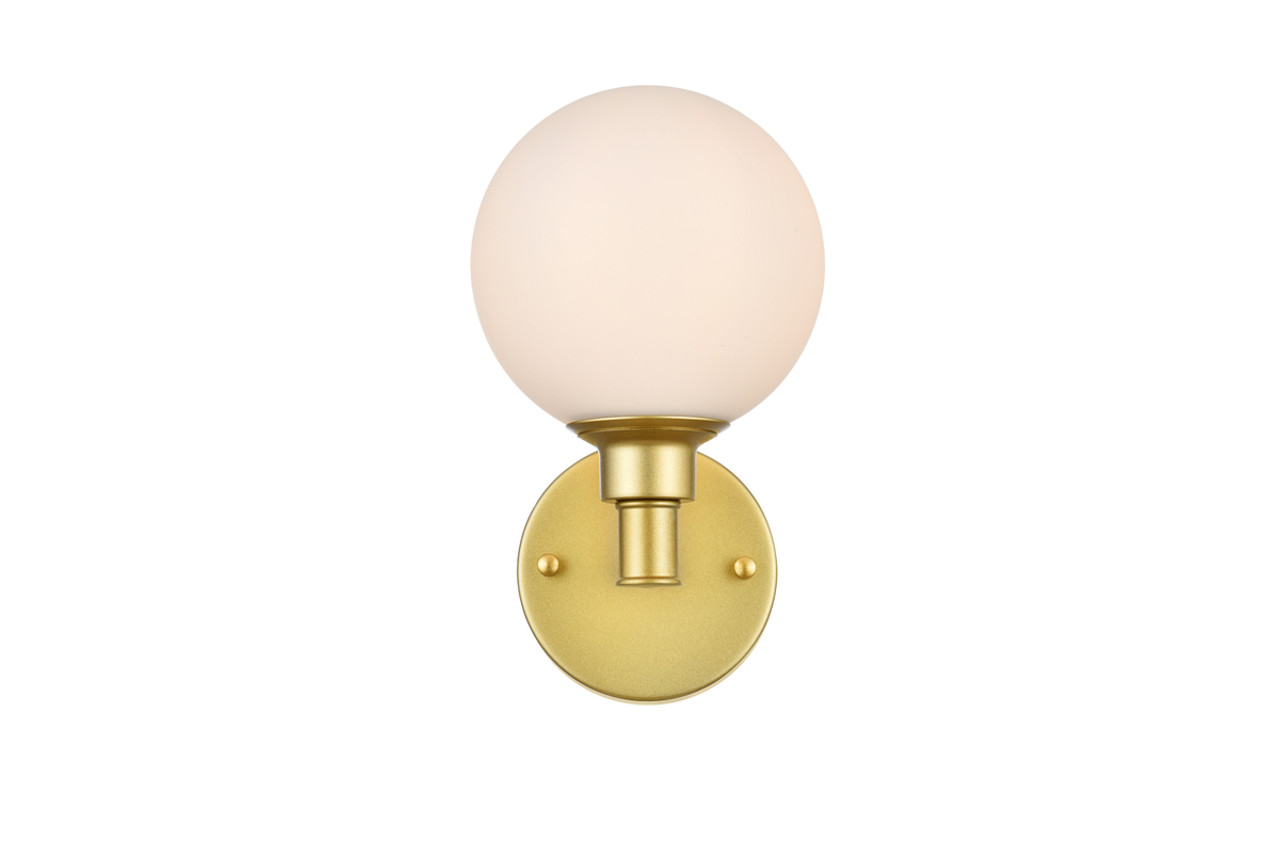 Living District LD7317W6BRA Cordelia 1 light Brass and frosted white Bath Sconce