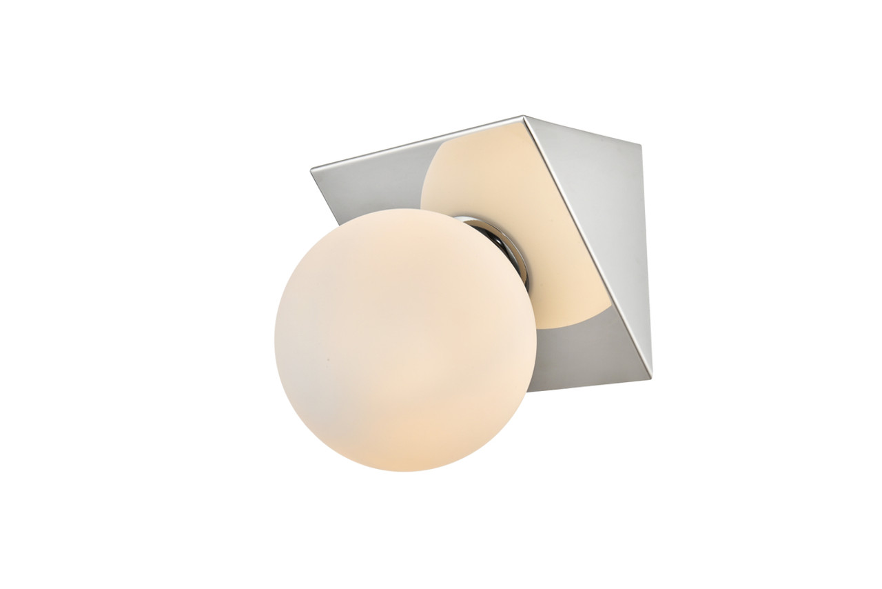 Living District LD7304W7CH Jillian 1 light Chrome and frosted white Bath Sconce