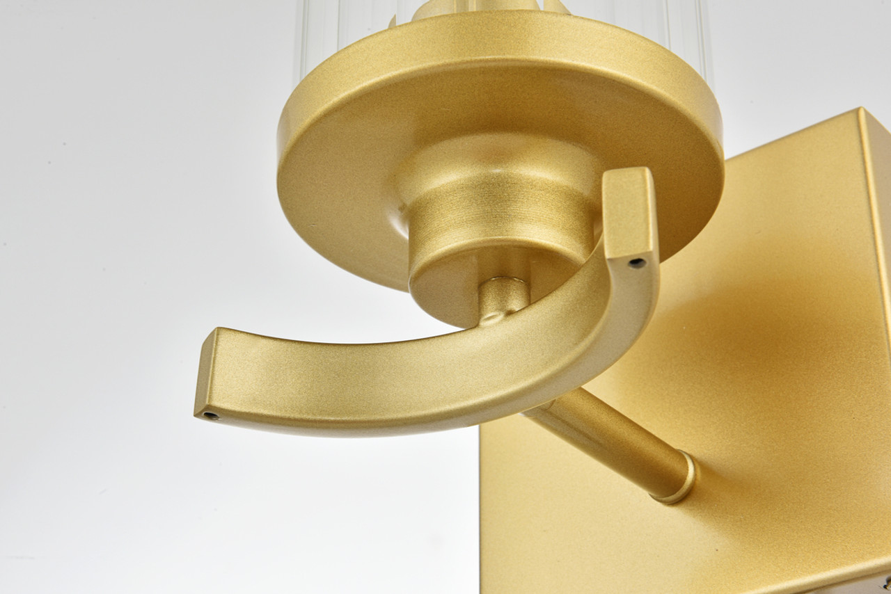 Living District LD7316W5BRA Saanvi 1 light Brass and Clear Bath Sconce