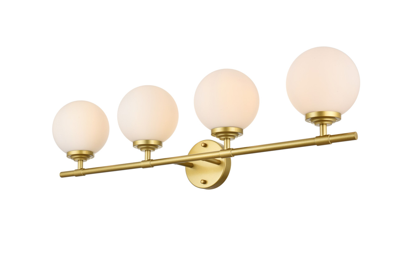 Living District LD7301W33BRA Ansley 4 light Brass and frosted white Bath Sconce