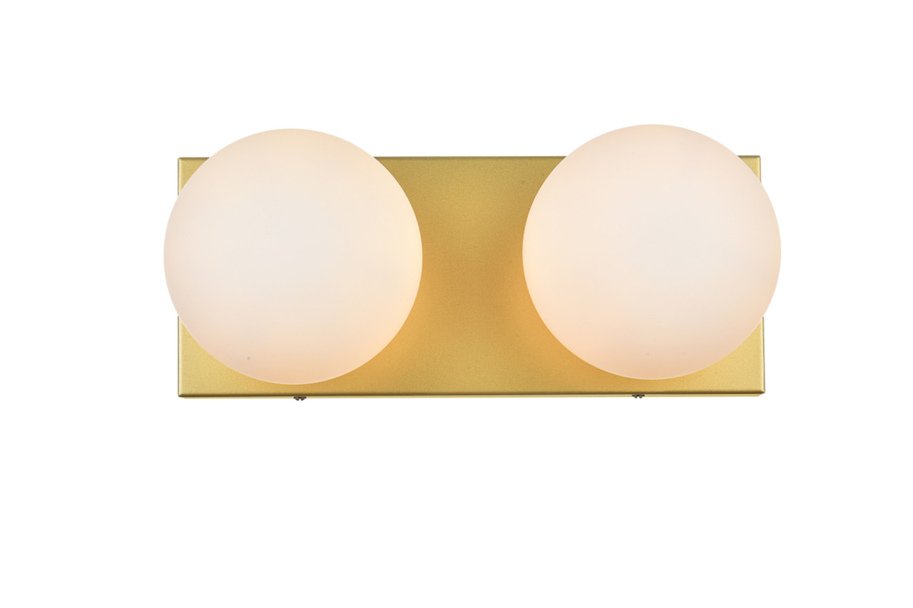 Living District LD7303W14BRA Jaylin 2 light Brass and frosted white Bath Sconce