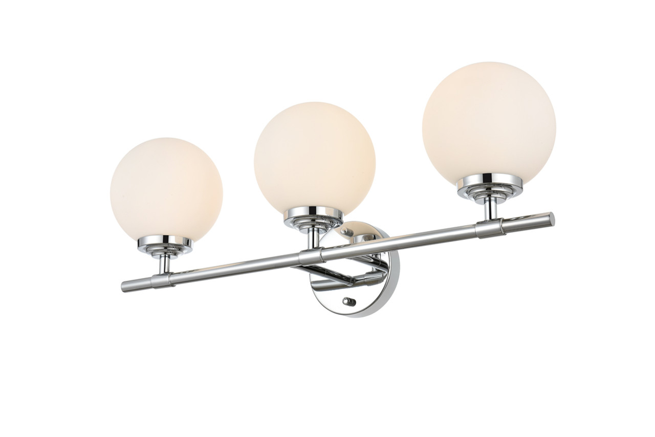 Living District LD7301W24CH Ansley 3 light Chrome and frosted white Bath Sconce