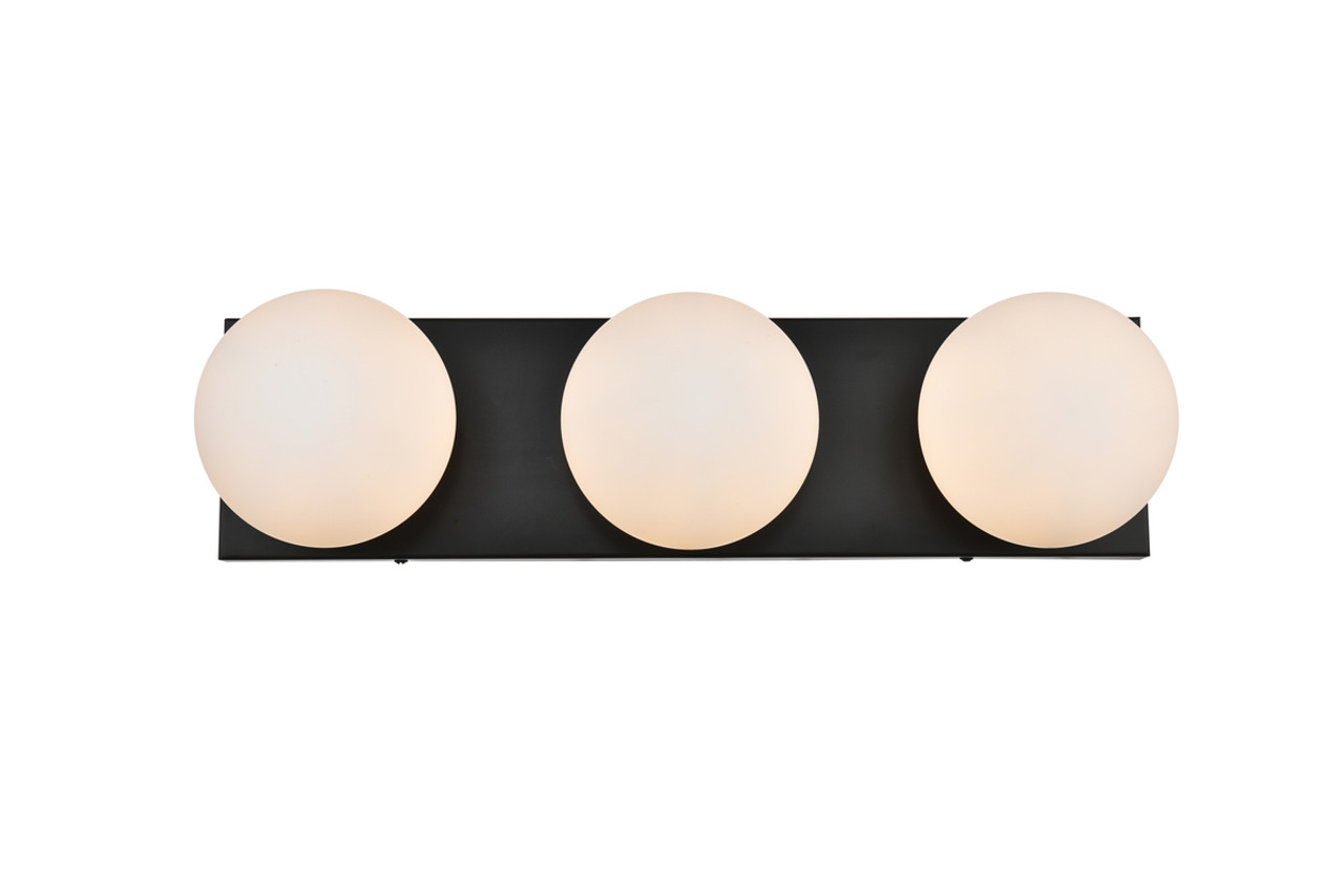 Living District LD7303W22BLK Jaylin 3 light Black and frosted white Bath Sconce