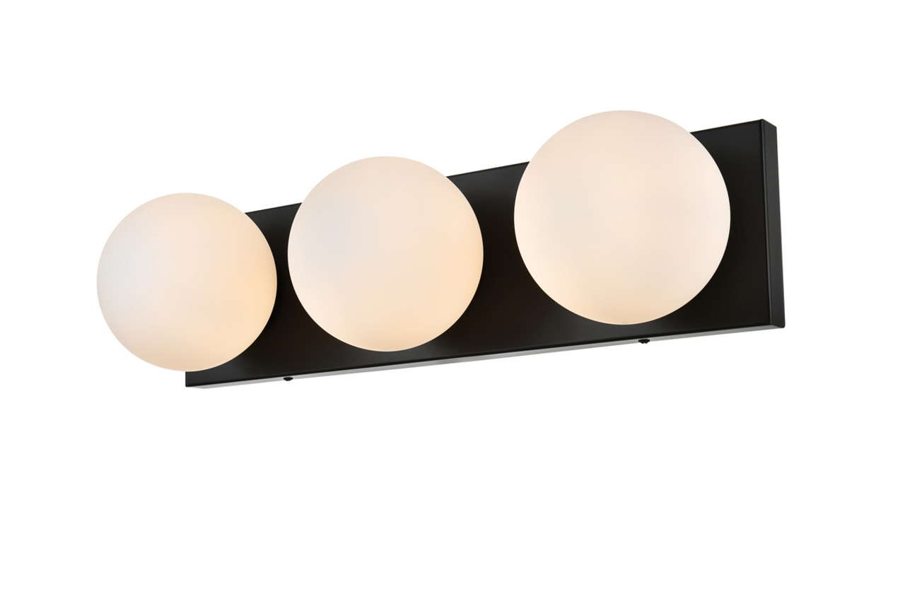 Living District LD7303W22BLK Jaylin 3 light Black and frosted white Bath Sconce