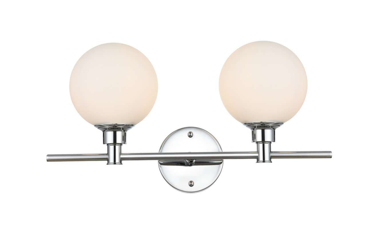 Living District LD7317W19CH Cordelia 2 light Chrome and frosted white Bath Sconce