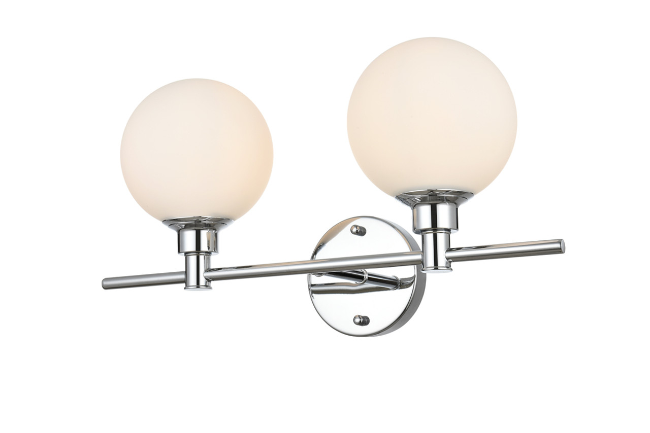 Living District LD7317W19CH Cordelia 2 light Chrome and frosted white Bath Sconce
