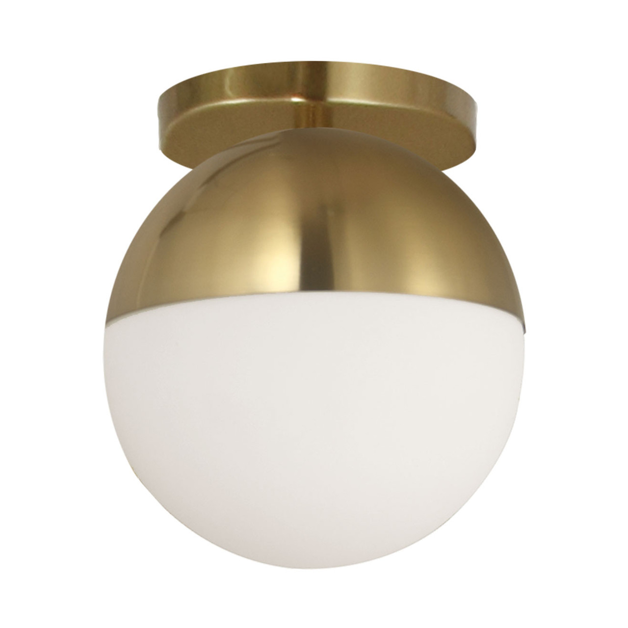 DAINOLITE DAY-71FH-AGB 1 Light Incandescent Dayana Flush Mount Mount Aged Brass w/ White Glass