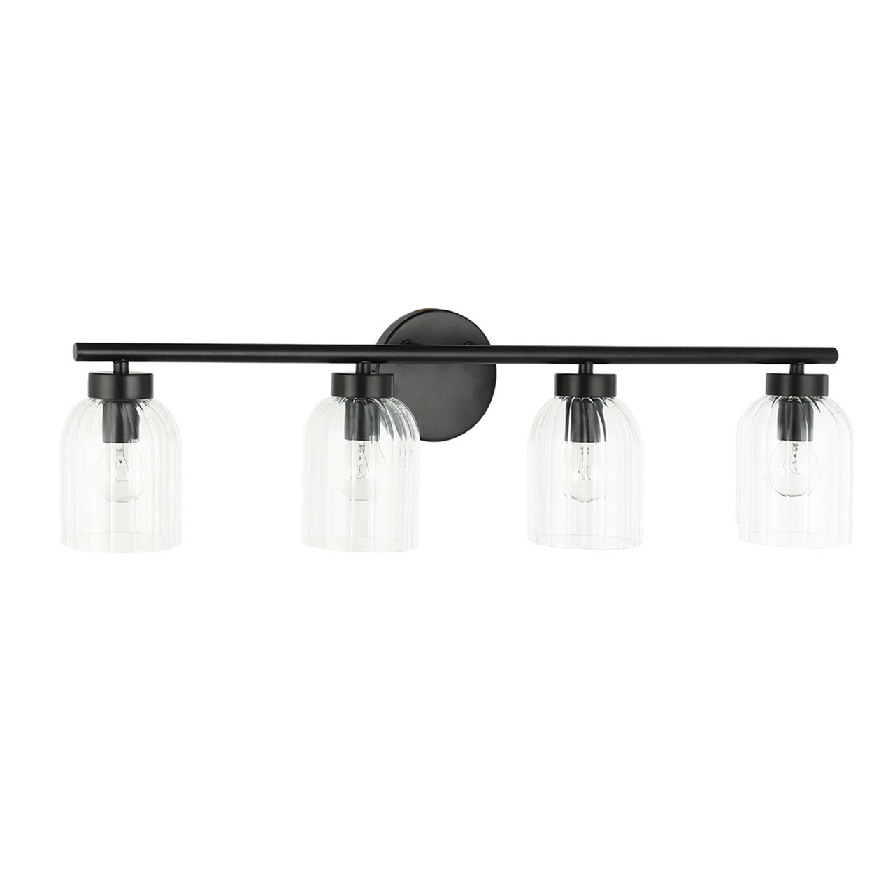 DAINOLITE VIE-294W-MB 4 Light Incandescent Vienna Vanity Matte Black w/ Clear Ribbed Glass