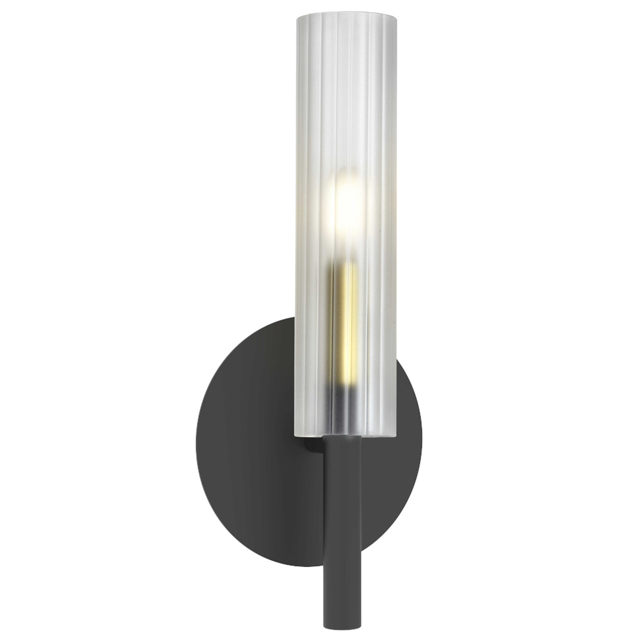 DAINOLITE WAN-171W-MB-AGB-FR 1 Light Incandescent Wand Wall Sconce Matte Black & Aged Brass w/ Frosted Glass