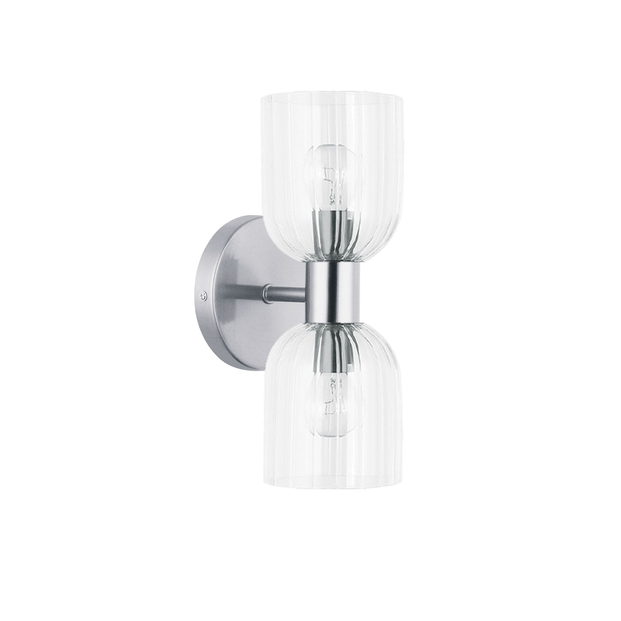 DAINOLITE VIE-102W-PC 2 Light Incandescent Vienna Wall Sconce Polished Chrome w/ Clear Ribbed Glass