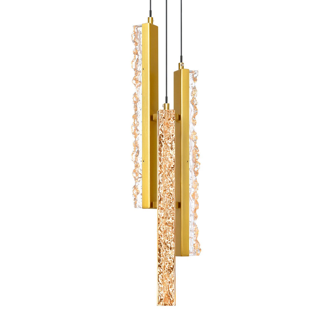 CWI LIGHTING 1588P6-3-624 Stagger Integrated LED Brass Mini Pendant