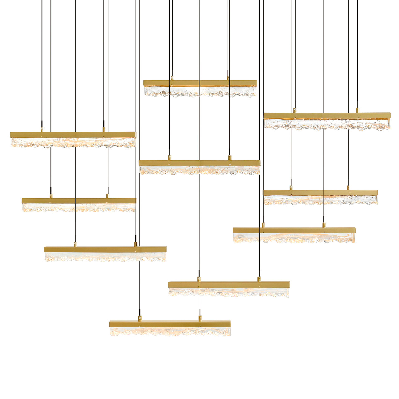 CWI LIGHTING 1588P48-10-624 Stagger Integrated LED Brass Chandelier