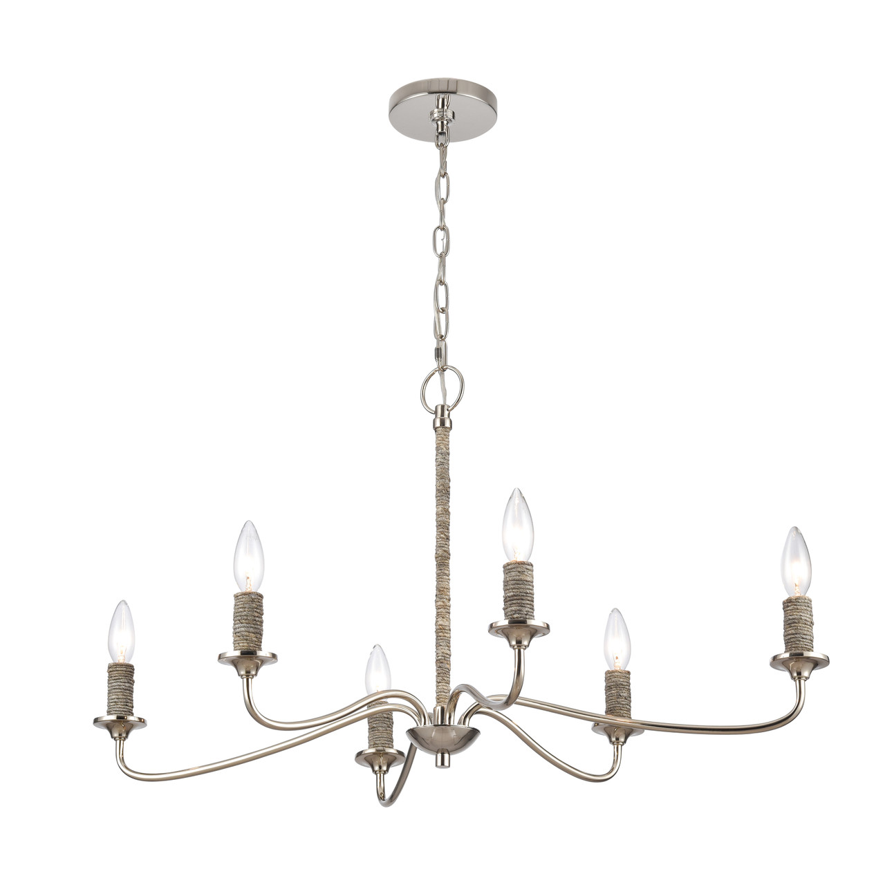 ELK HOME 32482/6 Abaca 32'' Wide 6-Light Chandelier - Polished Nickel