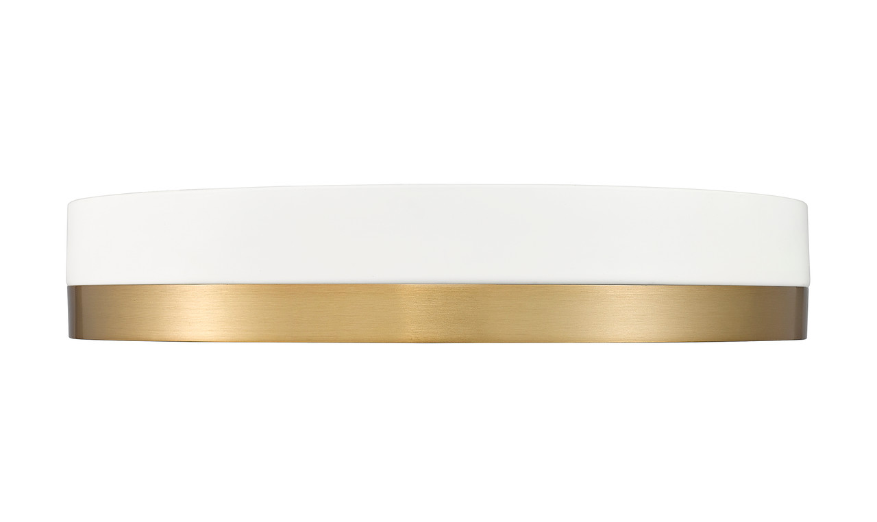 Z-LITE 1006F16-MW-MGLD-LED 1 Light Flush Mount, Matte White + Modern Gold