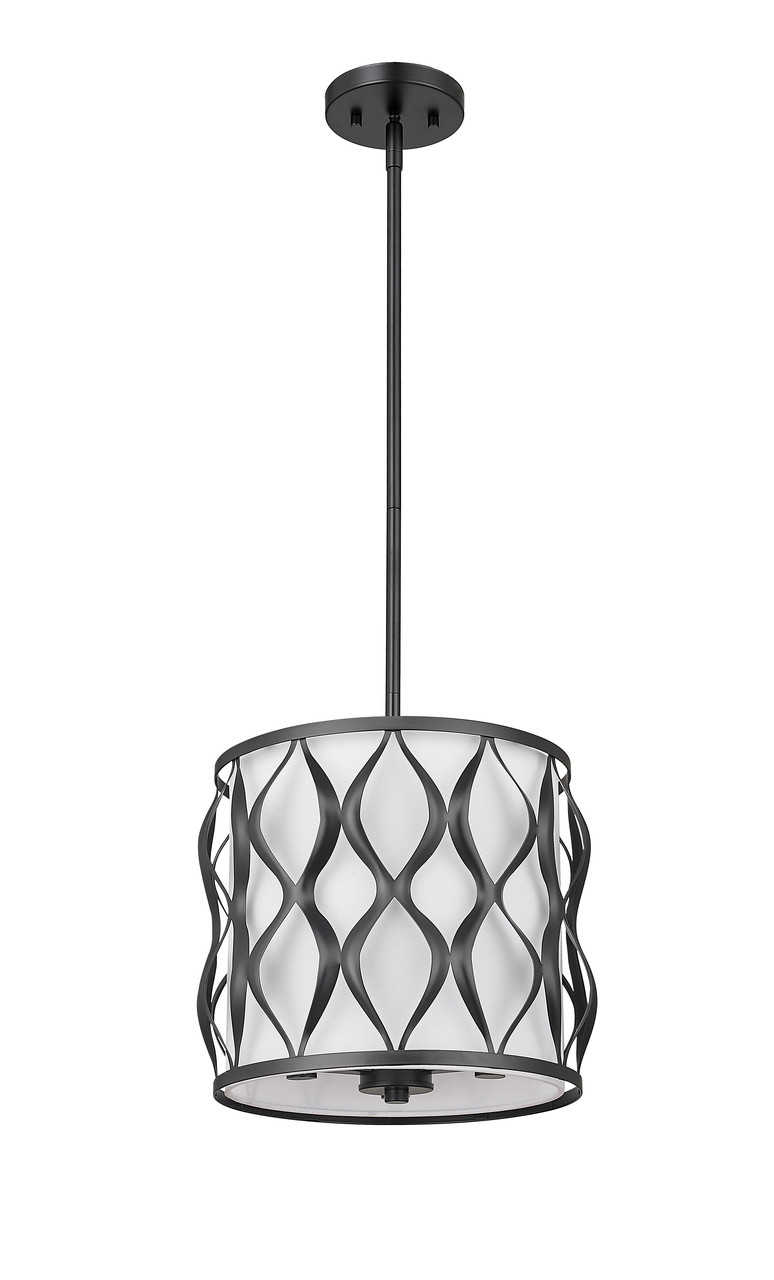 Z-LITE 1948P12-MB 3 Light Pendant, Matte Black