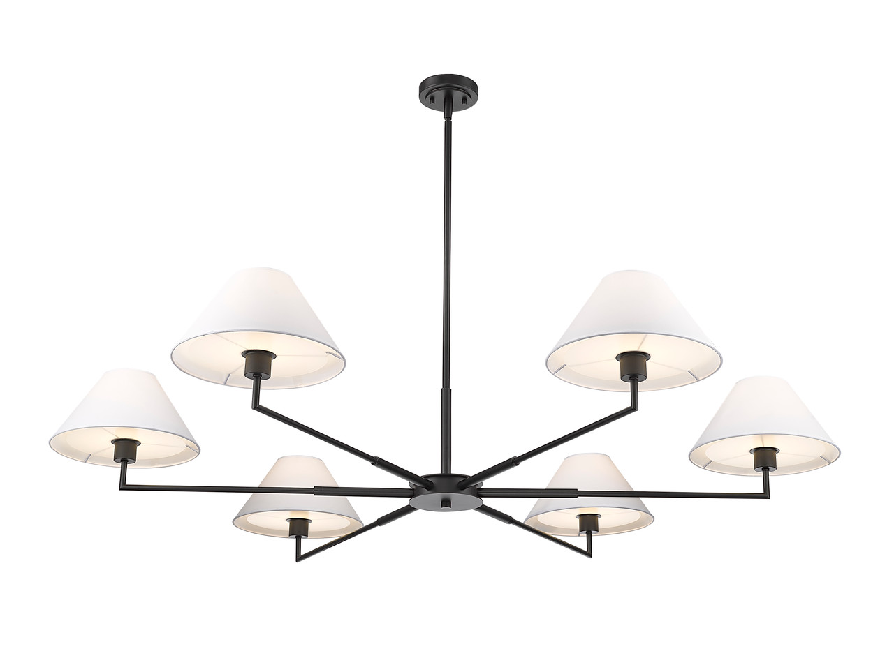 Z-LITE 744-63R-MB 6 Light Chandelier, Matte Black