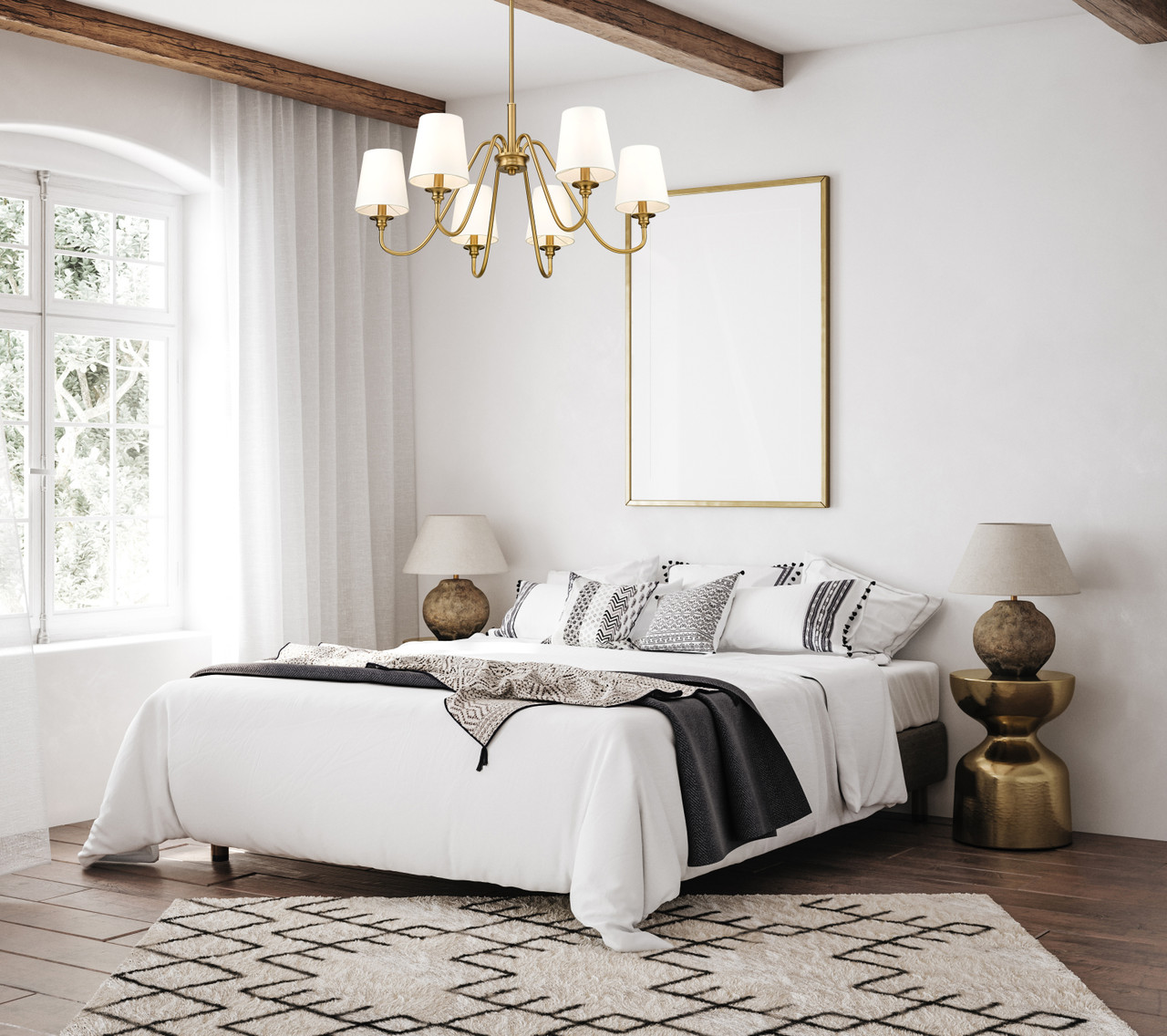 Z-LITE 7509-6-32MGLD 6 Light Chandelier, Modern Gold