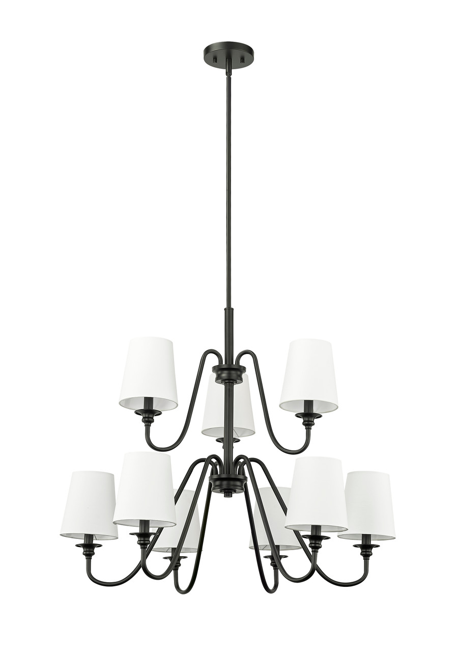 Z-LITE 7509-9-32MB 9 Light Chandelier, Matte Black