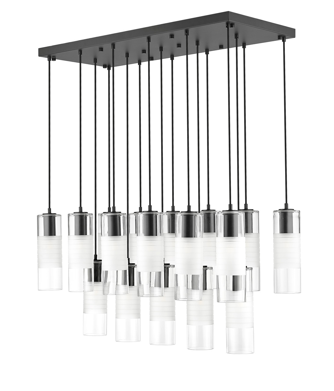 Z-LITE 824P-17L-MB 17 Light Linear Chandelier, Matte Black