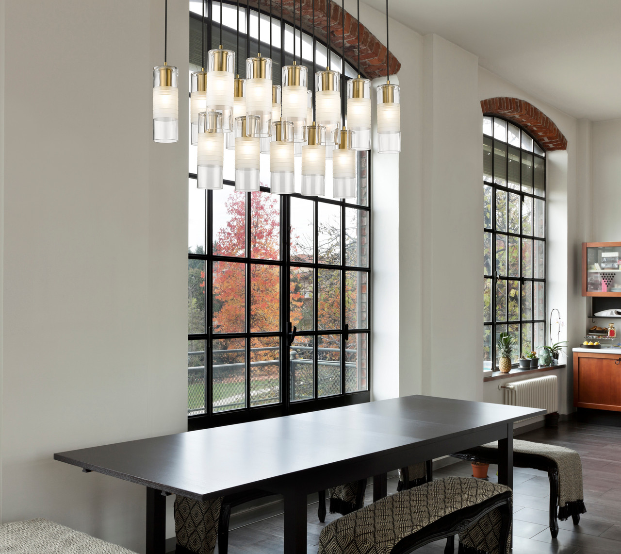 Z-LITE 824P-17L-MGLD 17 Light Linear Chandelier, Modern Gold