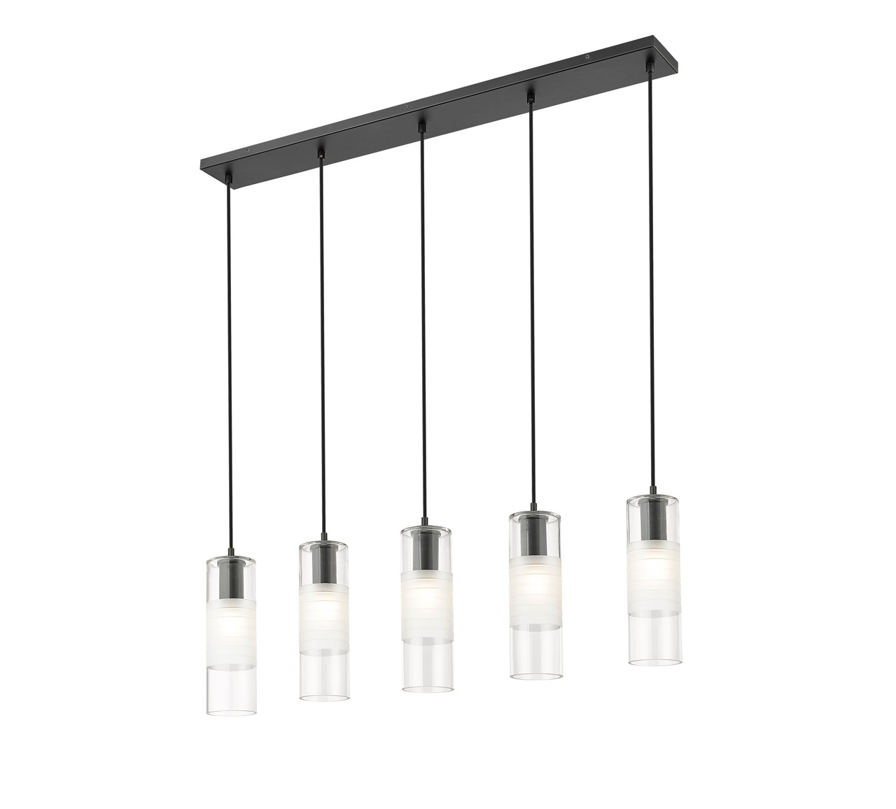 Z-LITE 824P-5L-MB 5 Light Linear Chandelier, Matte Black
