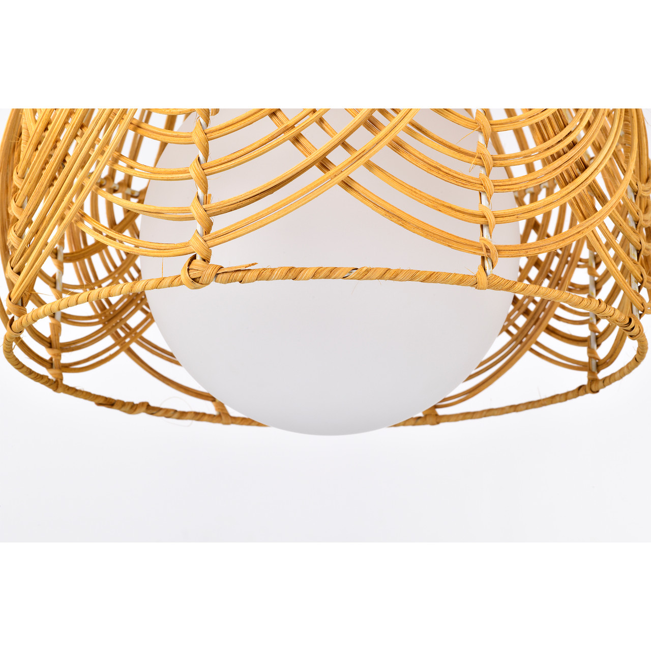 WAREHOUSE OF TIFFANY'S MD55/1B Lotta 13 in. 1-Light Indoor Brass and Woven Rattan Finish Pendant with Light Kit