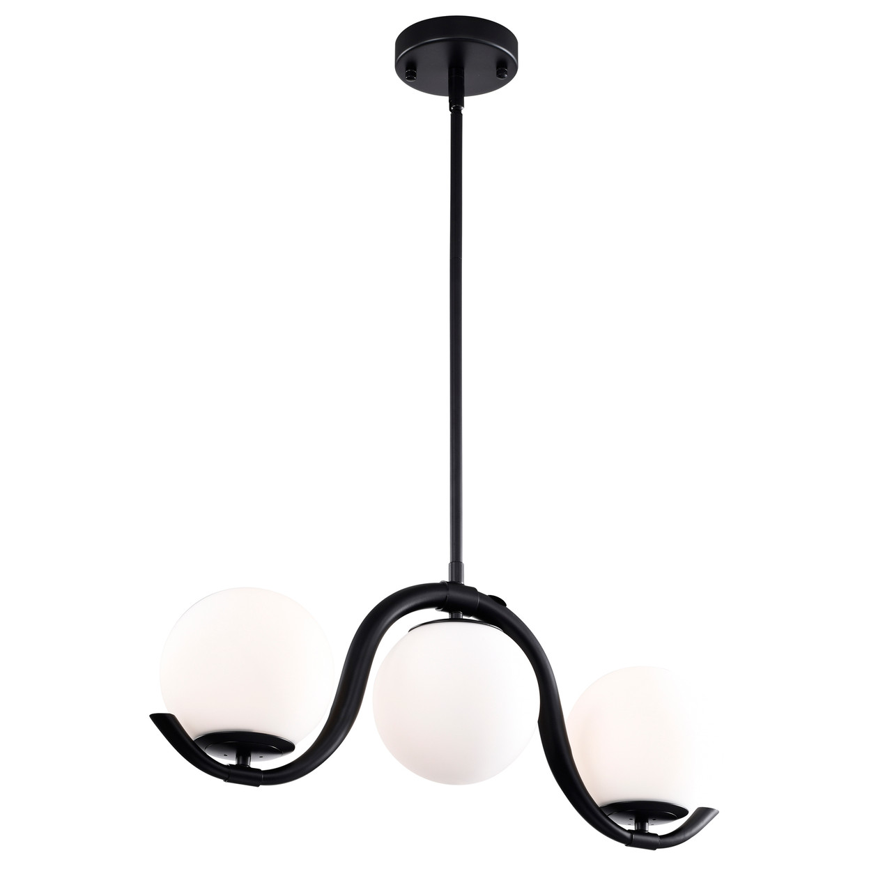 WAREHOUSE OF TIFFANY'S IMP1058/3 Zani 24 in. 3-Light Indoor Matte Black Finish Chandelier with Light Kit