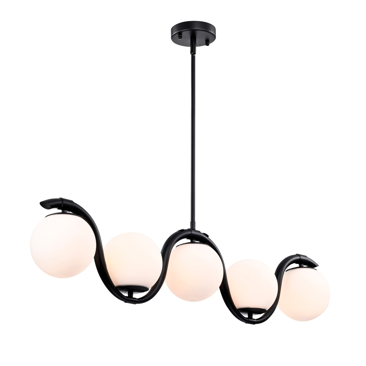 WAREHOUSE OF TIFFANY'S IMP1058/5 Fenix 38 in. 5-Light Indoor Matte Black Finish Chandelier with Light Kit