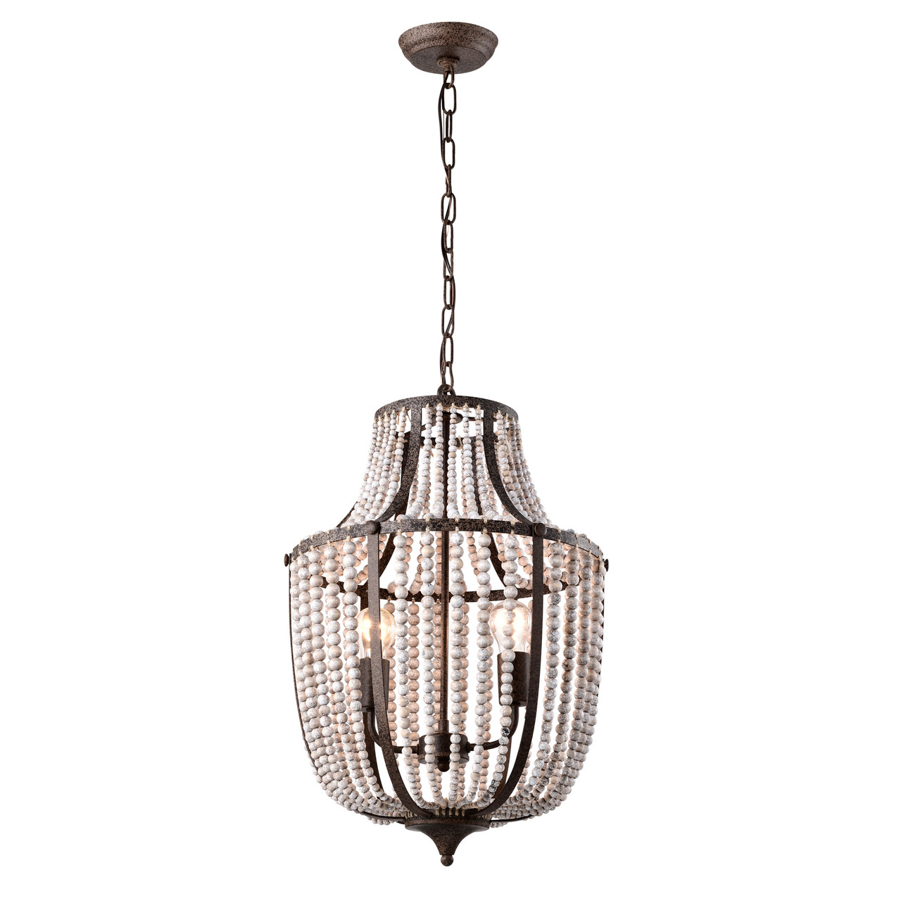 WAREHOUSE OF TIFFANY'S IMP844/2 Nori 16 in. 2-Light Indoor Rustic Brown Finish Chandelier with Light Kit